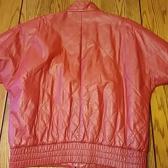 Red Leather Bomber - Picture 6 of 8